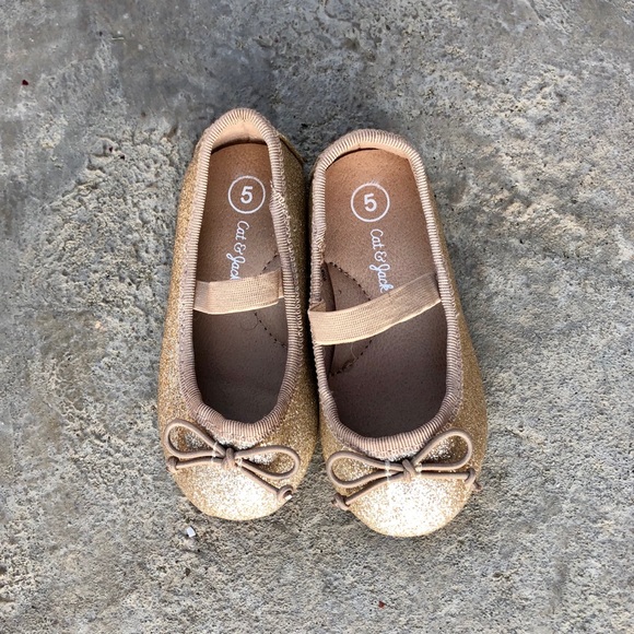 Cat & Jack Gold Ballerina Toddler Girl Flats - Picture 2 of 7